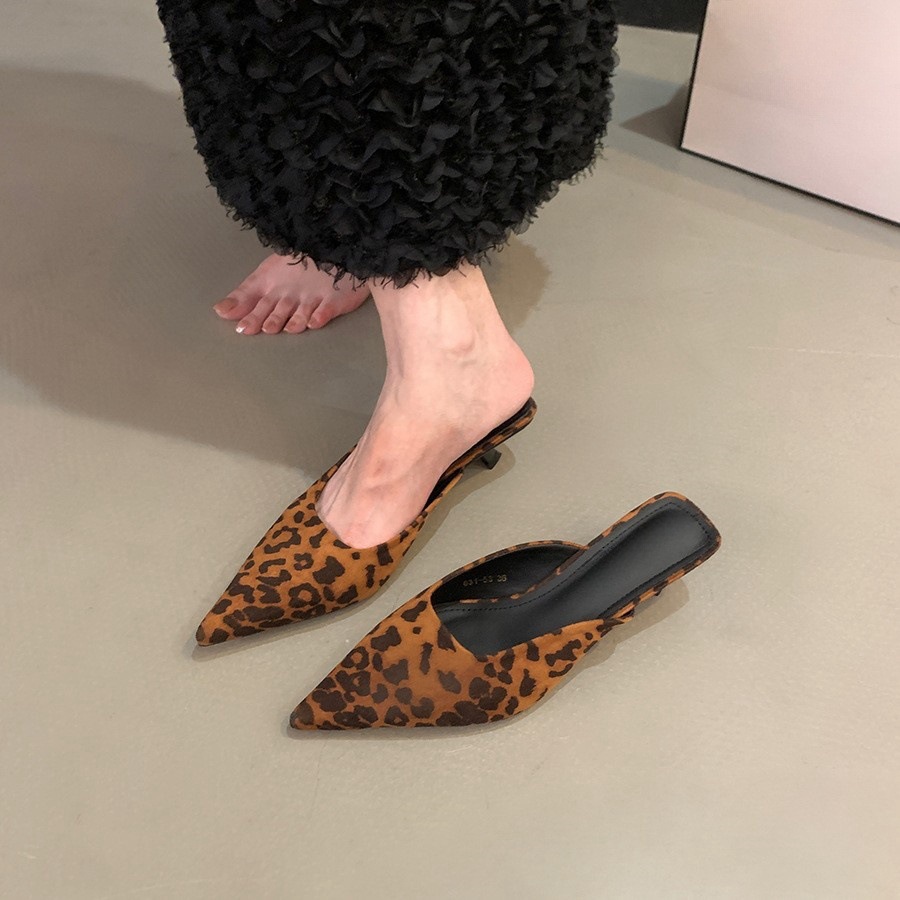 Women's Fashionable Elegant Pointed-Toe Half-Slide High Heels foto 3