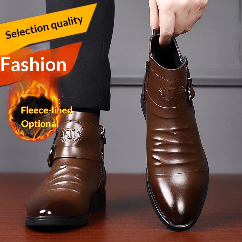 Men's Fashion British Leather Boots Business Formal Chelsea Boots foto 5