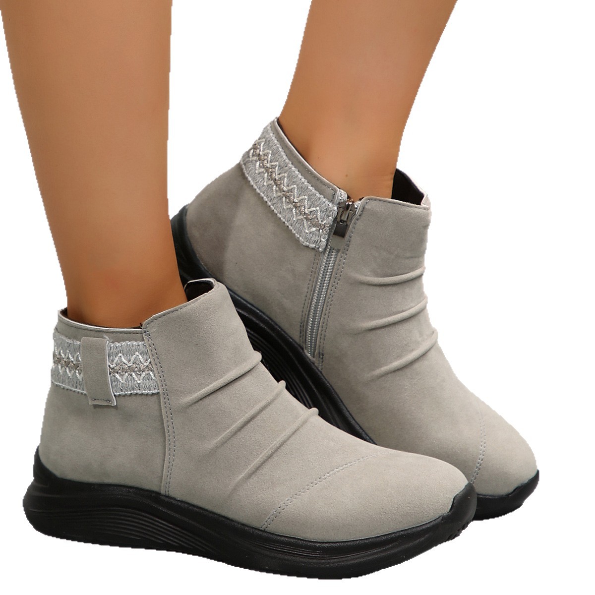 Round Head Women's Autumn And Winter Frosted Martin Boots Casual All-matching foto 2