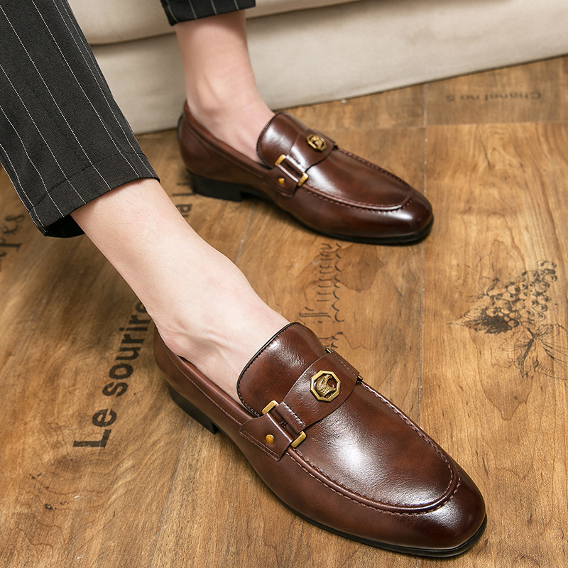European And American Men's Metal-buckle Slip-on Shoes foto 4