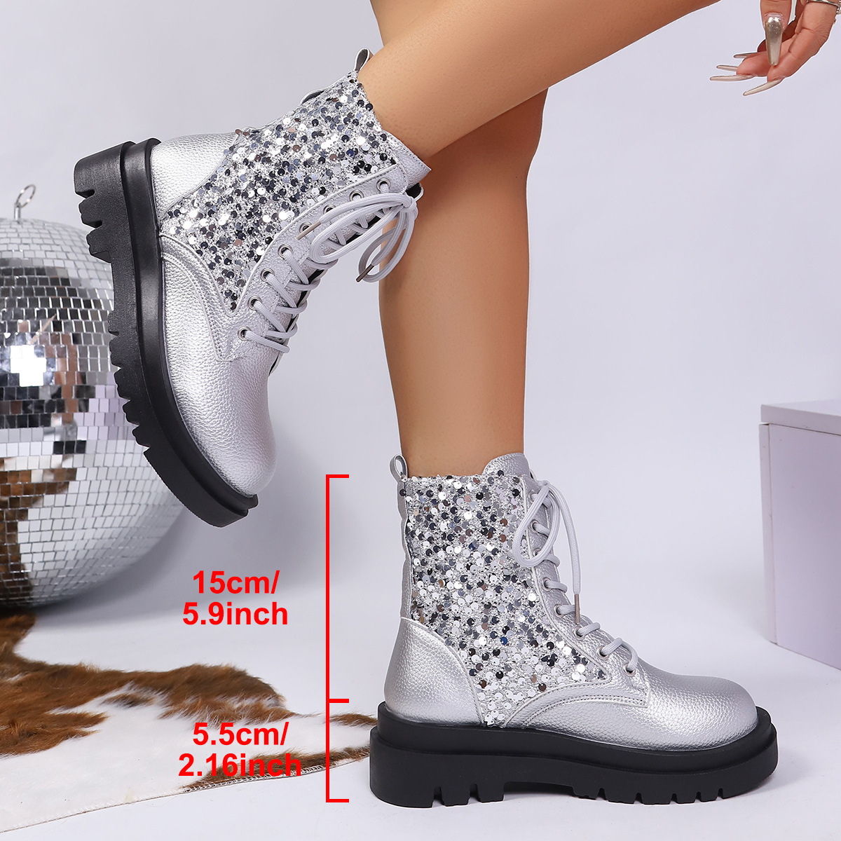 Leather Martin Boots Round Head Thick Bottom foto 2