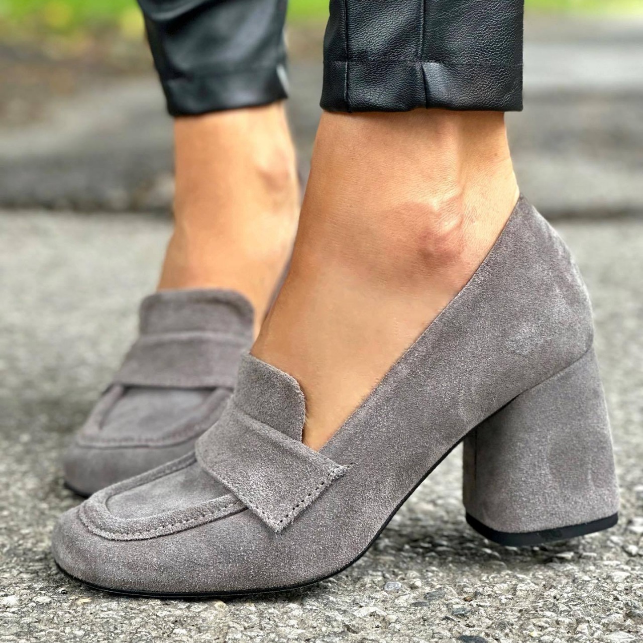 Stylish High Heeled Slip On Square-toe Plus Size Womens Shoes foto 2
