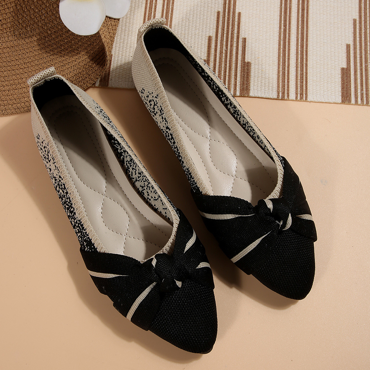 Womens Fashionable Slip-on Breathable Flat Shoes With A Bow foto 5