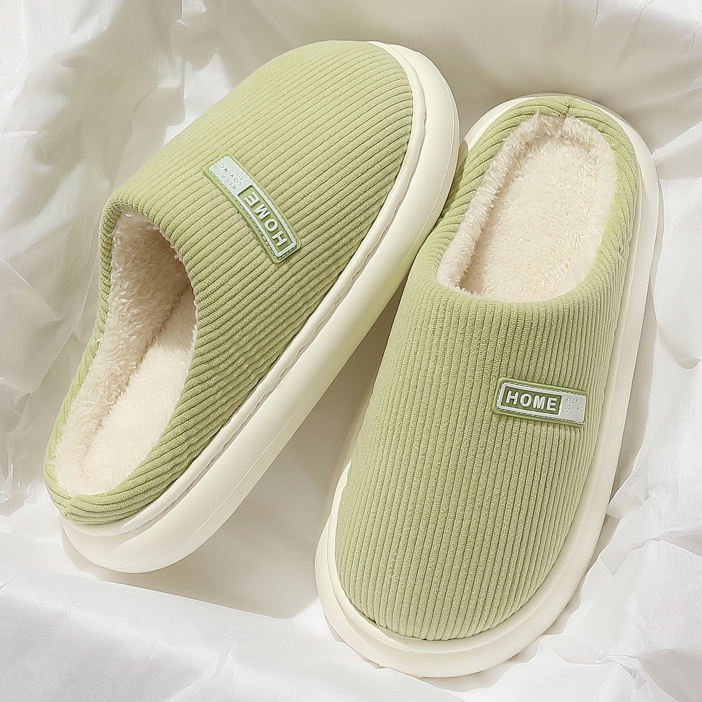 Autumn And Winter Home Indoor Plush Warm Slugged Bottom Baotou Non-slip Cotton Slippers foto 3