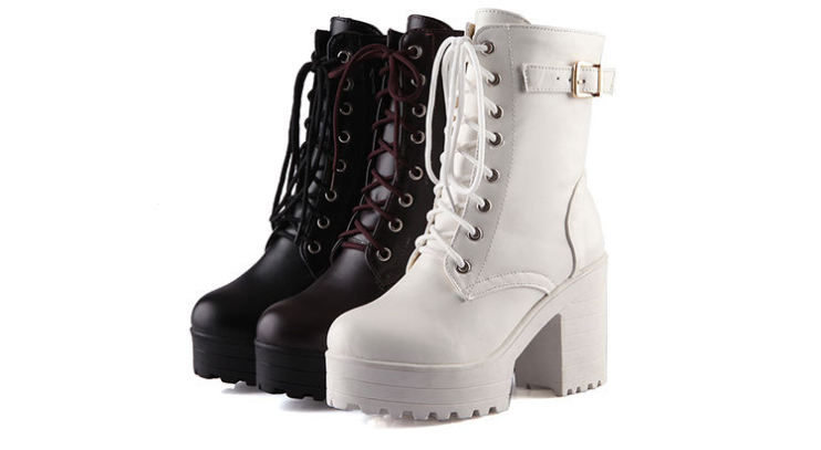 Women's Chunky Heel PU Martin Boots foto 3