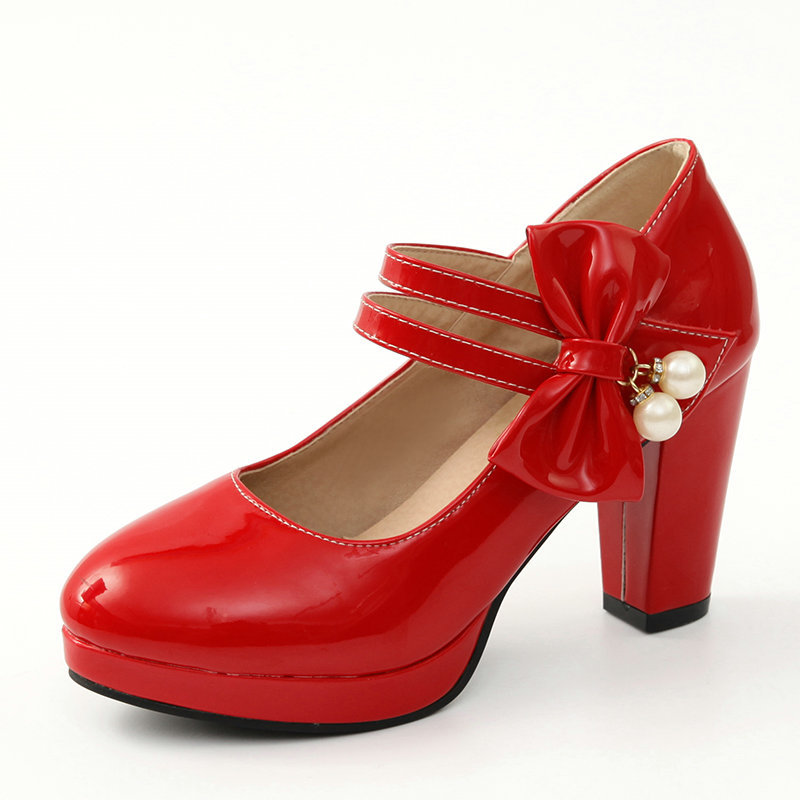 Thick Heel Super High Heel Round Toe Large Size Waterproof Platform Shoes Performance Model Cheongsam Catwalk Shoes foto 3