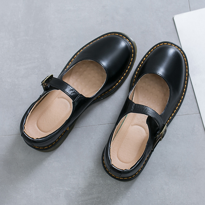 Women's Solid Color Round Head Low-cut Flat Retro Shoes foto 3