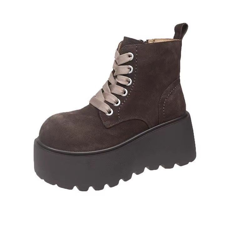 Stylish Chunky-soled Vintage Lace-up Versatile Boots For Women foto 4