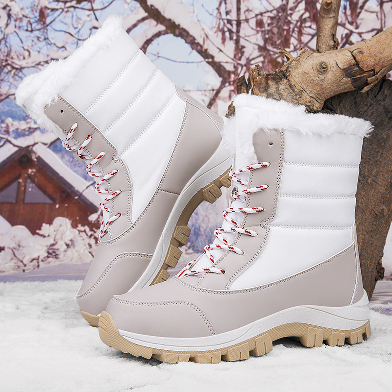 Winter Cotton Boots Outdoor Women's Fleece Lined Padded Warm Keeping Snow Boots foto 3