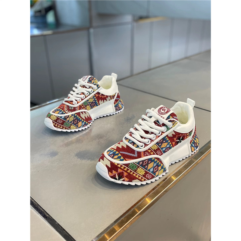 Summer Leisure Soft Bottom Lace Up Cloth Luck Dad Shoes foto 5
