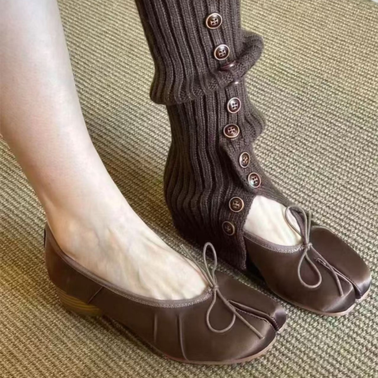 Womens Retro Low-Top Versatile Mid-Heel Shoes foto 5