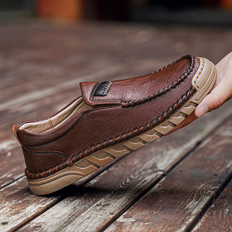 Handmade Men's Leather Shoes Low-top Plus Size foto 3