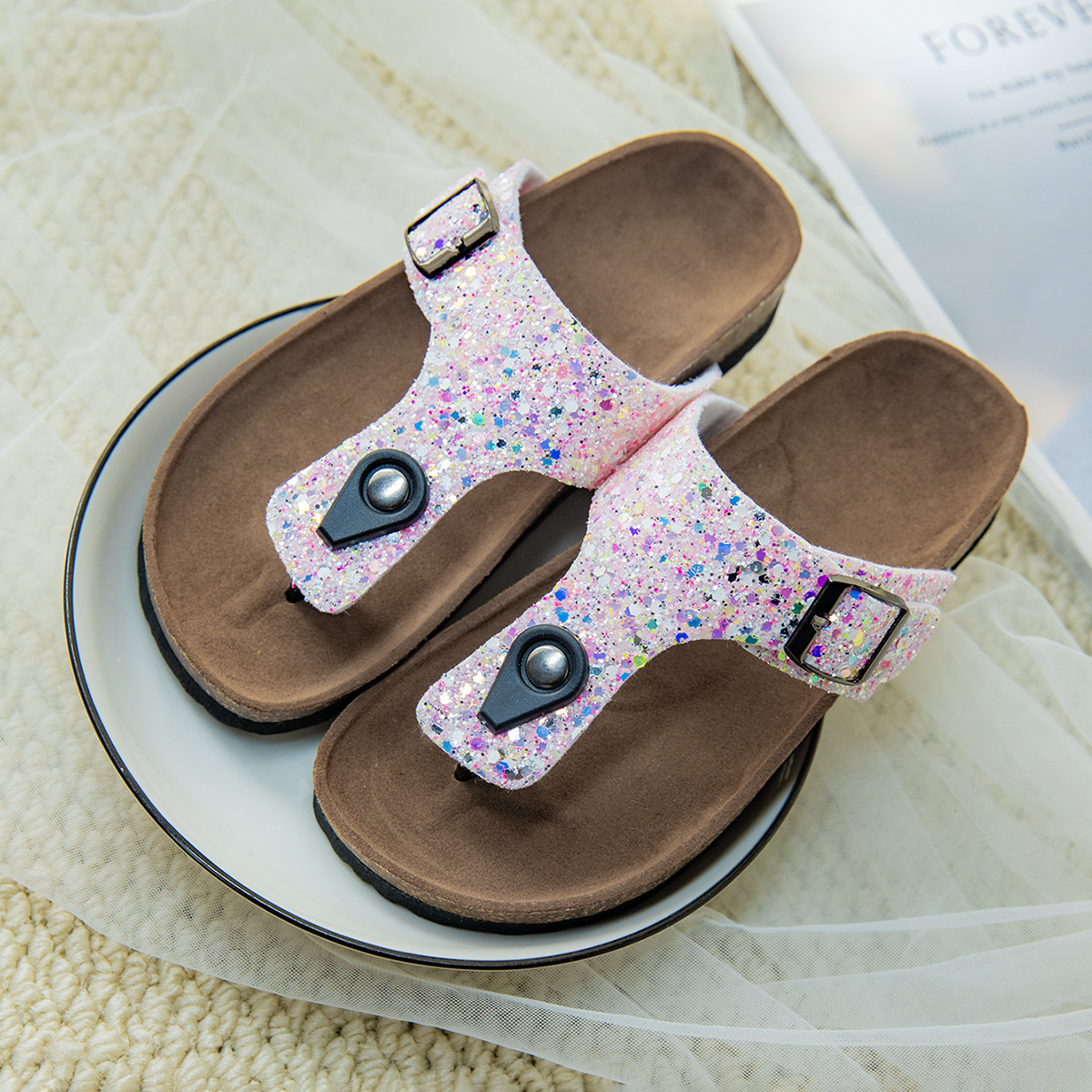 Cork Flip-flops Couples Shoes Beach Outdoor Slippers foto 4