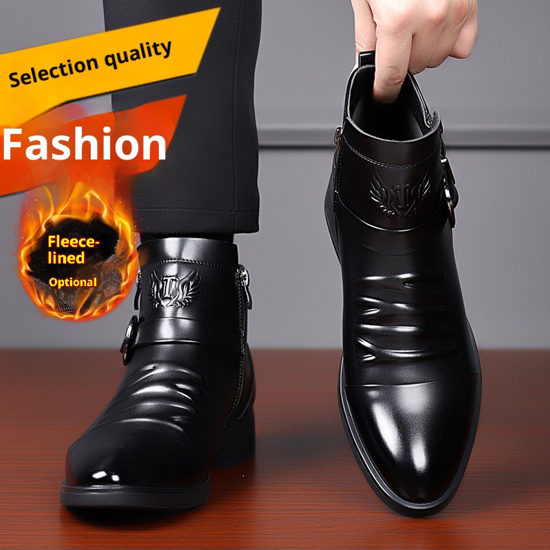 Men's Fashion British Leather Boots Business Formal Chelsea Boots foto 3