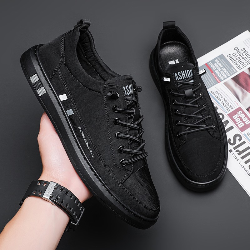 Breathable Ice Silk Cloth Casual Shoes Pure Color Tied Casual And Comfortable Low Top Sneaker foto 4