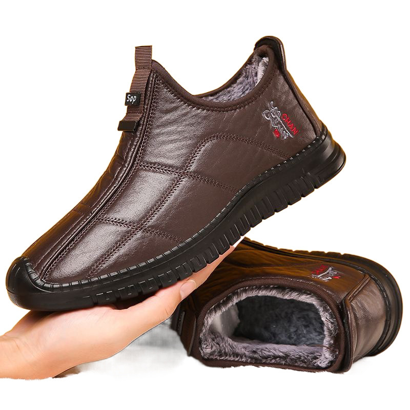 Winter Men's Warm Velvet Padded Thickened Waterproof Non-slip Elderly Cotton Boots foto 5