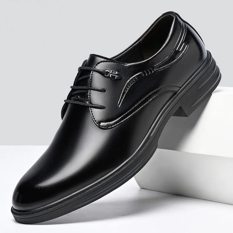 Men's Business Leather Shoes Men's Black Casual Genuine Cowhide Formal Wear Korean Fashion Shoes foto 4