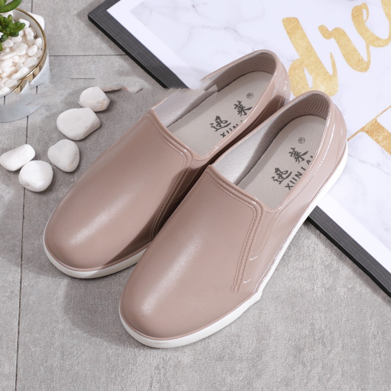 Spring And Autumn Low-top Slip-on Women's Rain Boots Solid Color Fashion Waterproof foto 4