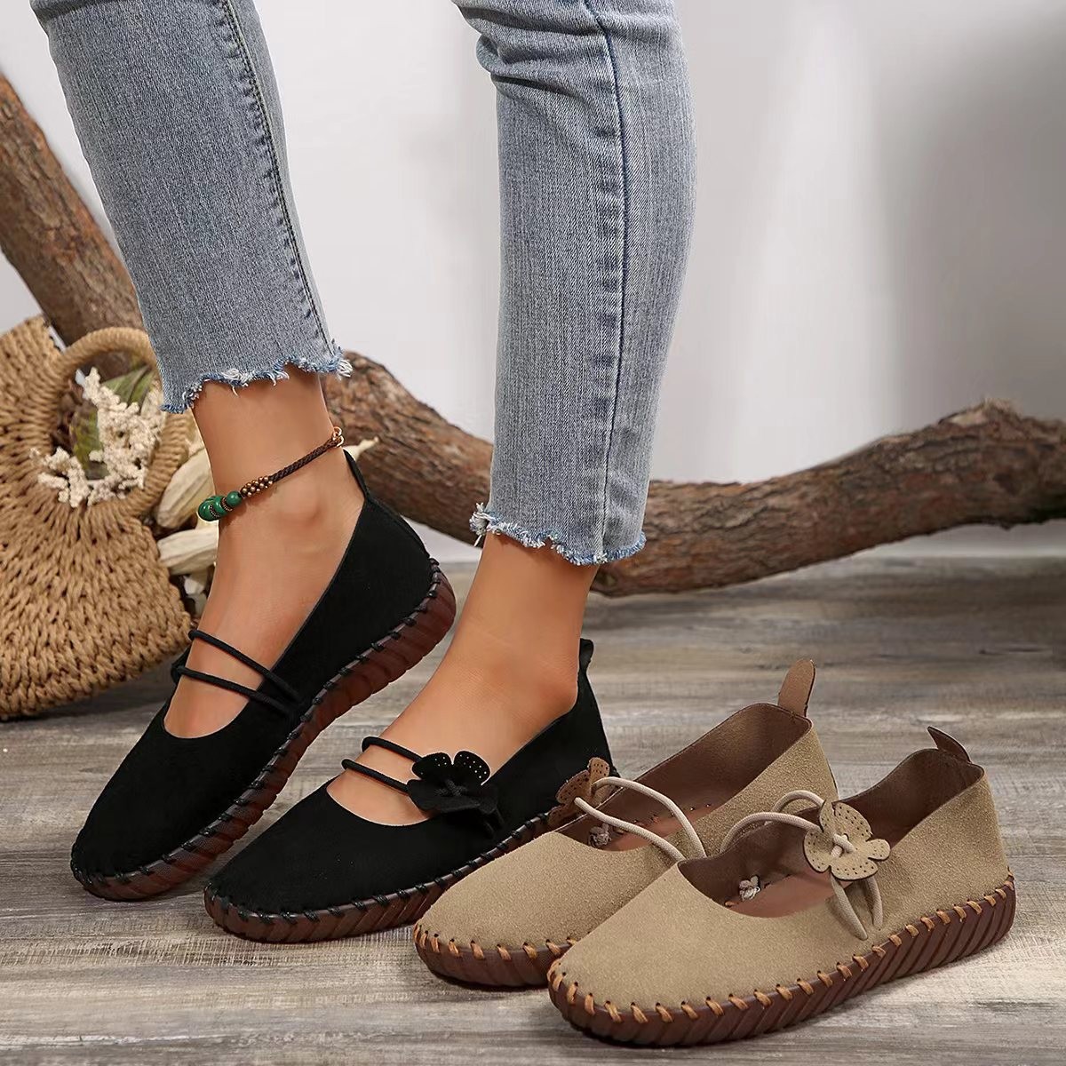 Retro Lightweight Womens Breathable Round-toe Shoes With Soft Soles foto 4