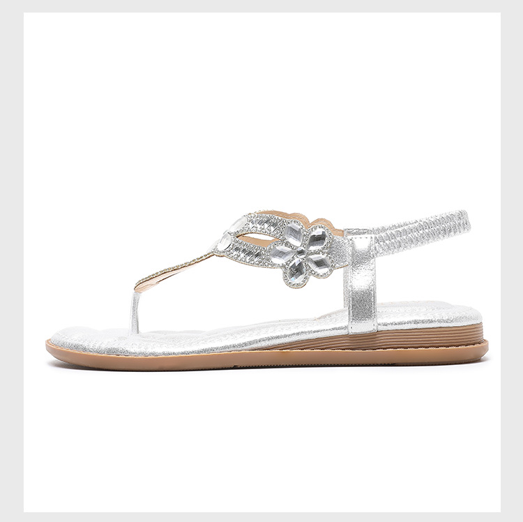 Summer New Arrival Bohemian Floral Rhinestone Flip-Flops In Plus Sizes For Women foto 5