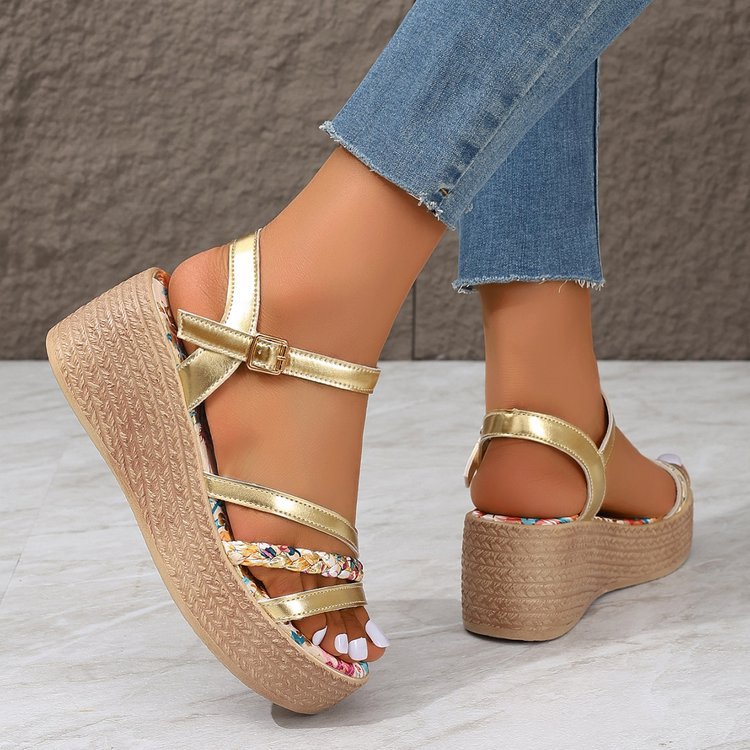 Womens Color-Block Round-Toe Open-Toe Sandals foto 5