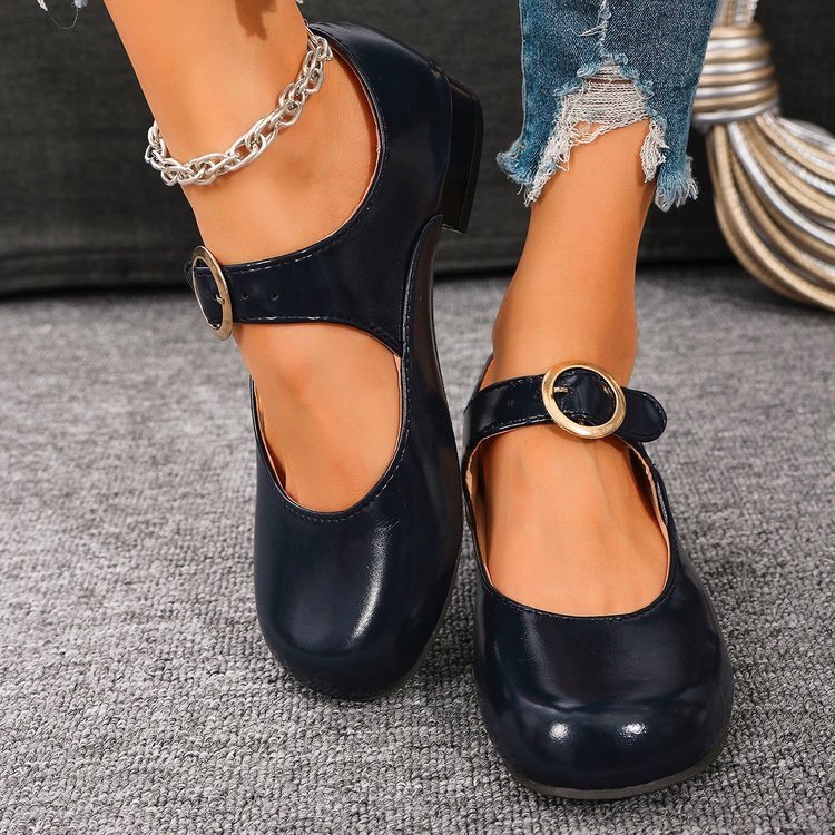 Patent Leather Round-toe Low-cut Low-heeled Shoes foto 5