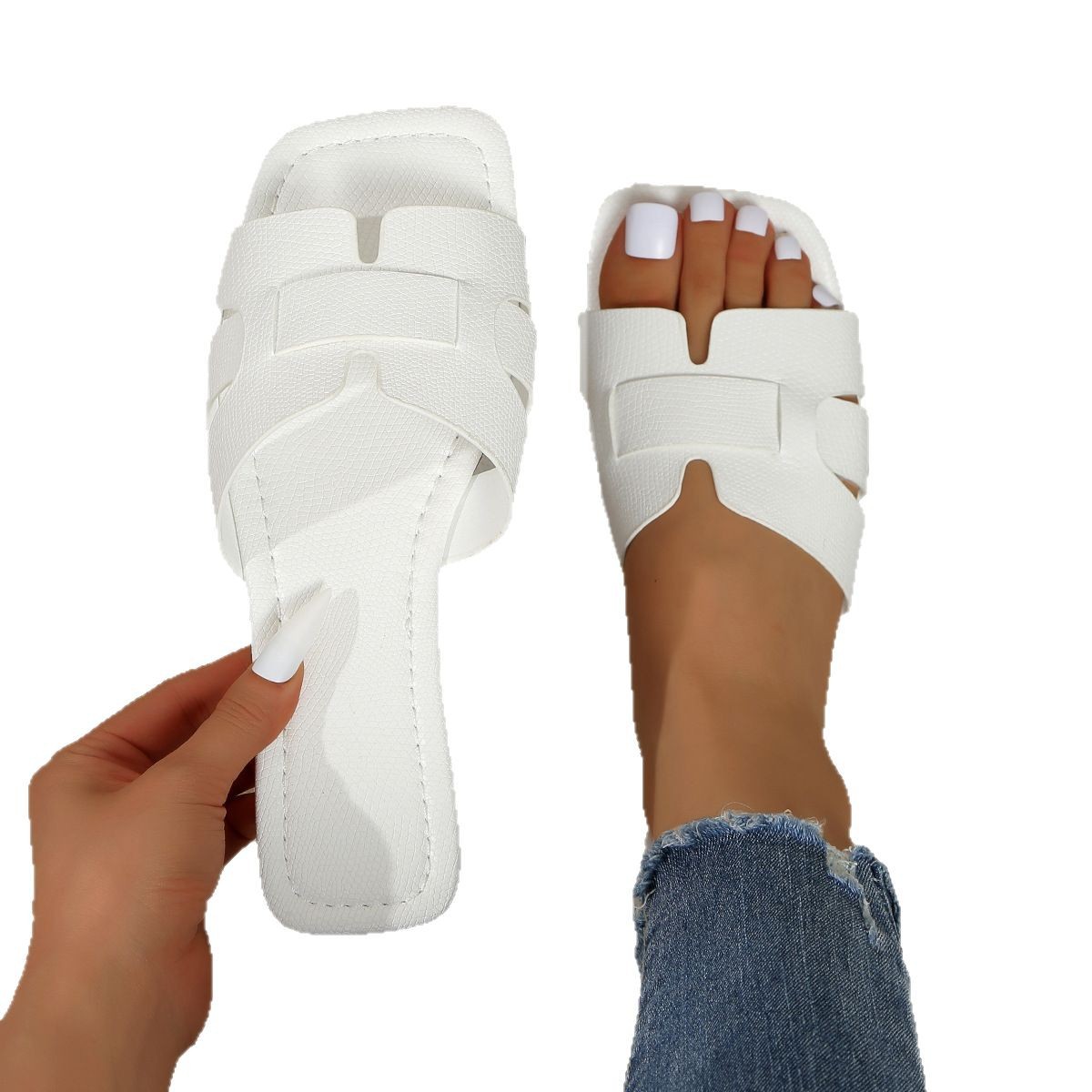 Solid Color Lightweight Flat Slippers Women's Outdoor Beach Sandals foto 3