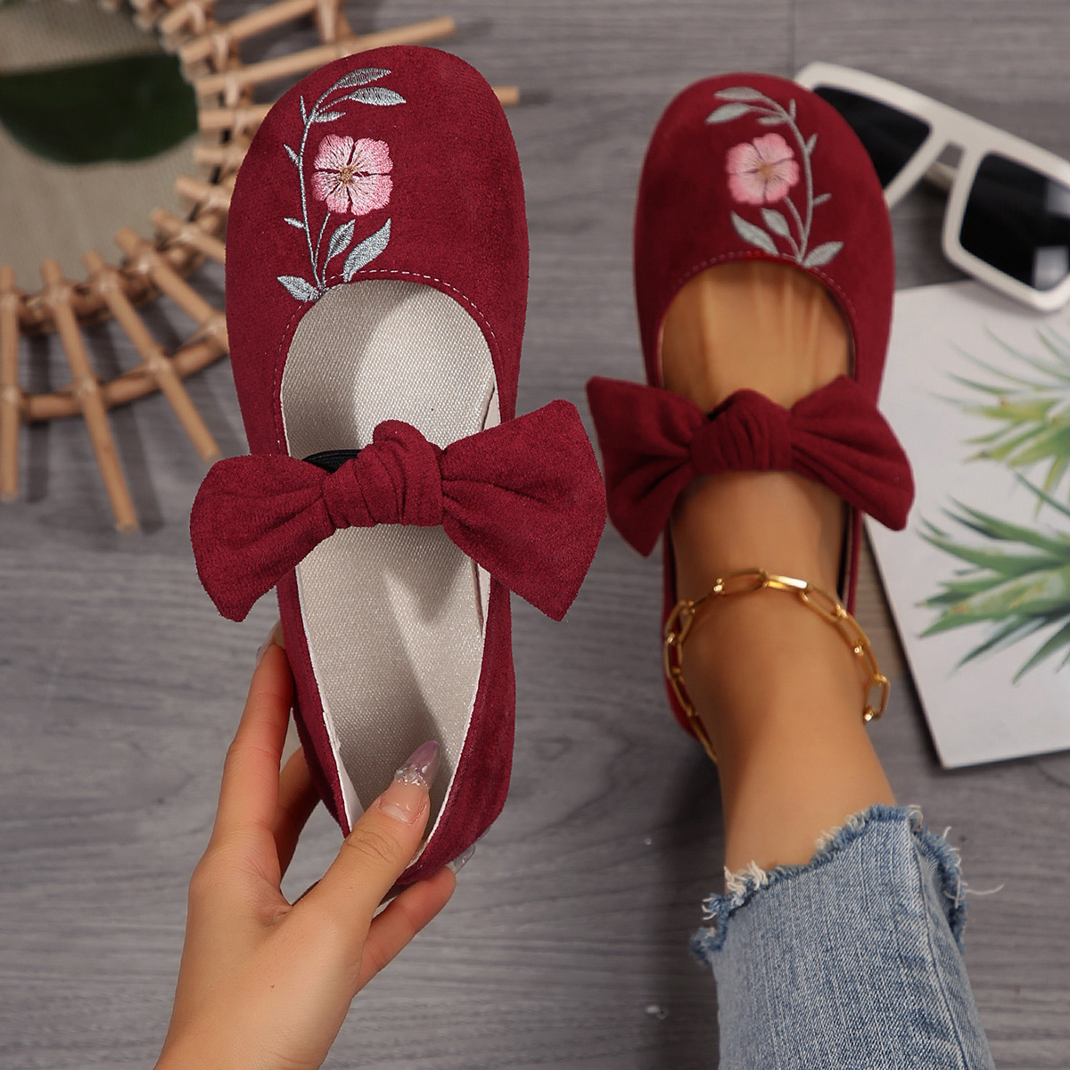 Fashion Personalized Women's Bow Flat Work Shoes foto 5