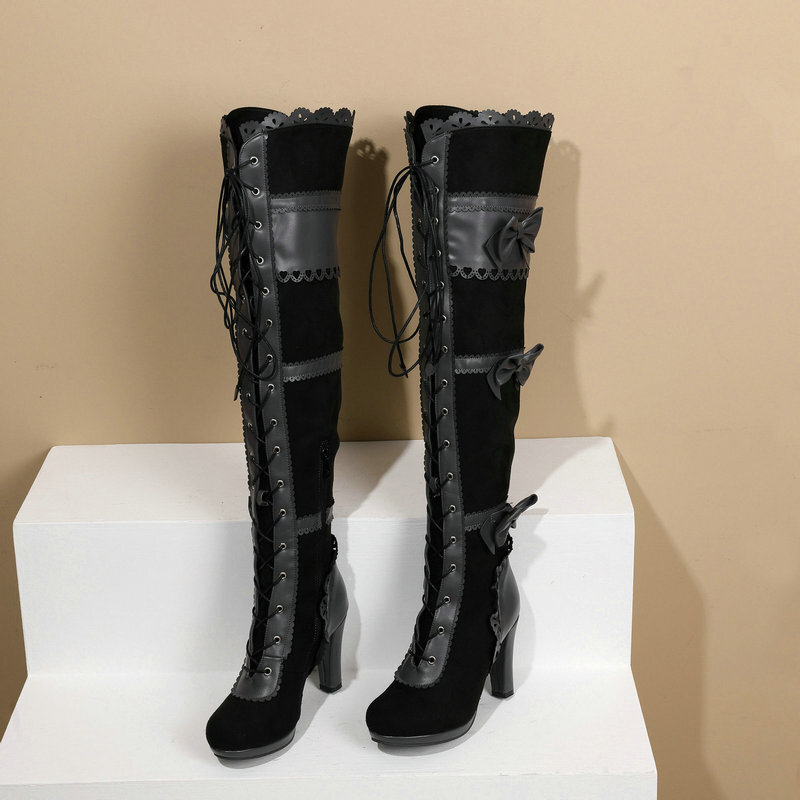 Women's High Heel Lace Strap Boots foto 5