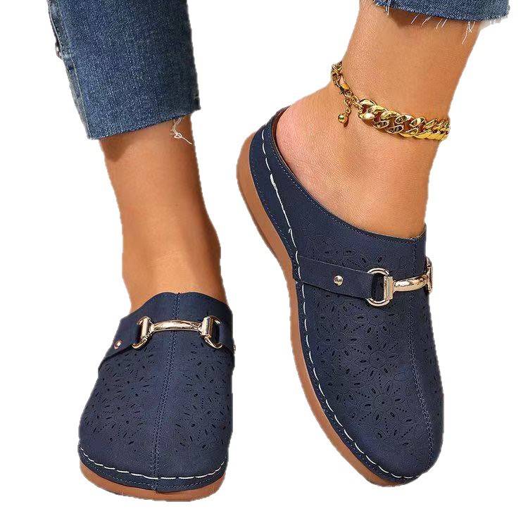 Summer New Closed Toe Metal Buckle Hollowed Women's Shoes foto 2