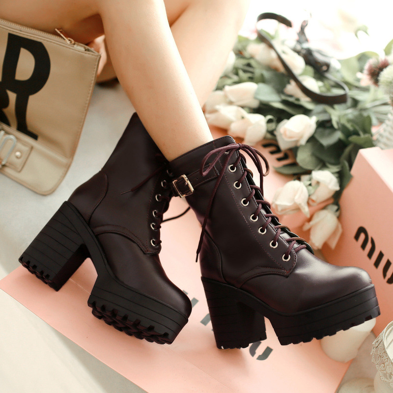Women's Chunky Heel PU Martin Boots foto 5
