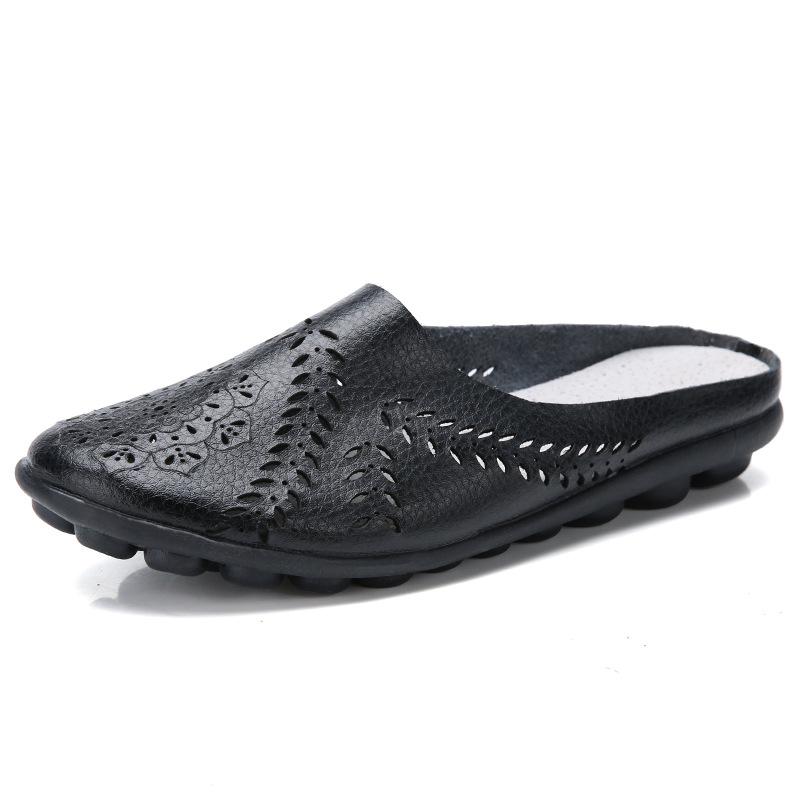 Plus-size Summer Cowhide Peep-toe Half Slippers For Women foto 2
