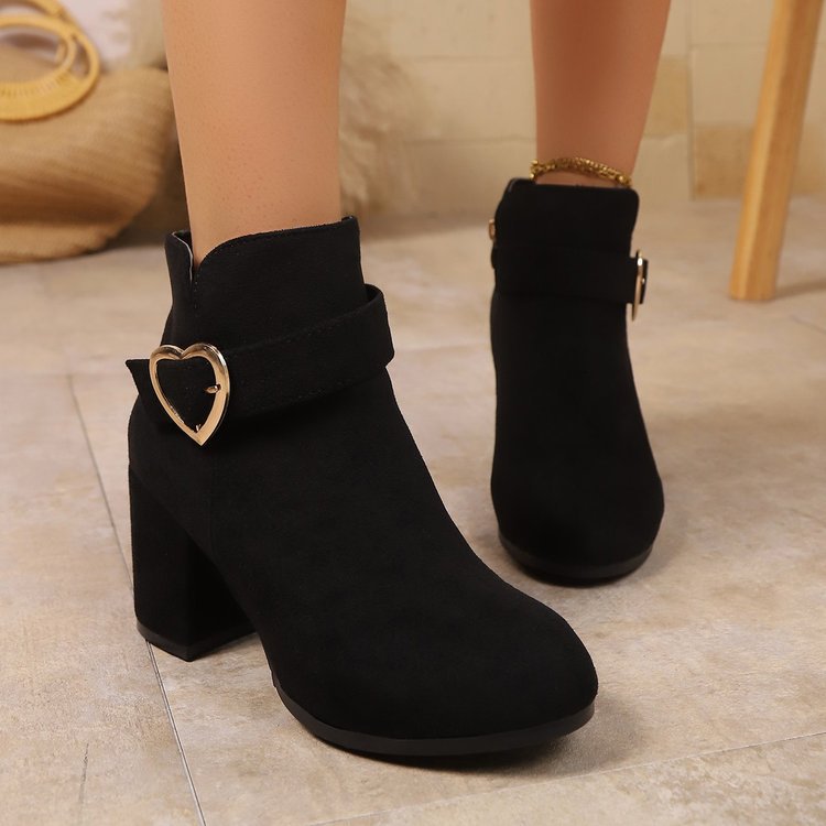 Plus-size British-style Square-toe High-heeled Versatile Womens Ankle Boots foto 4