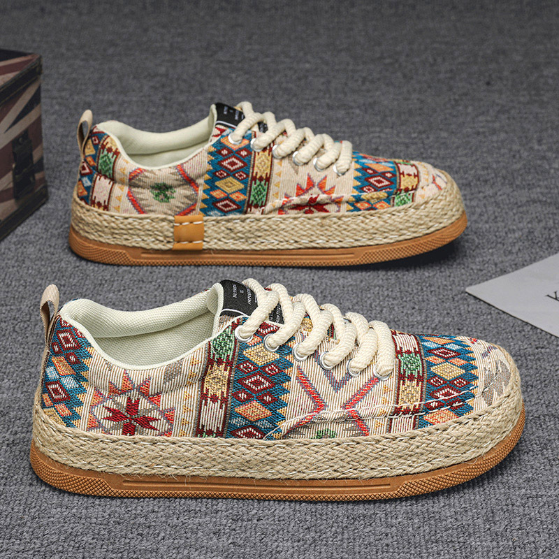 Men's Lightweight Linen Breathable Grass Woven Fishing Shoes foto 4