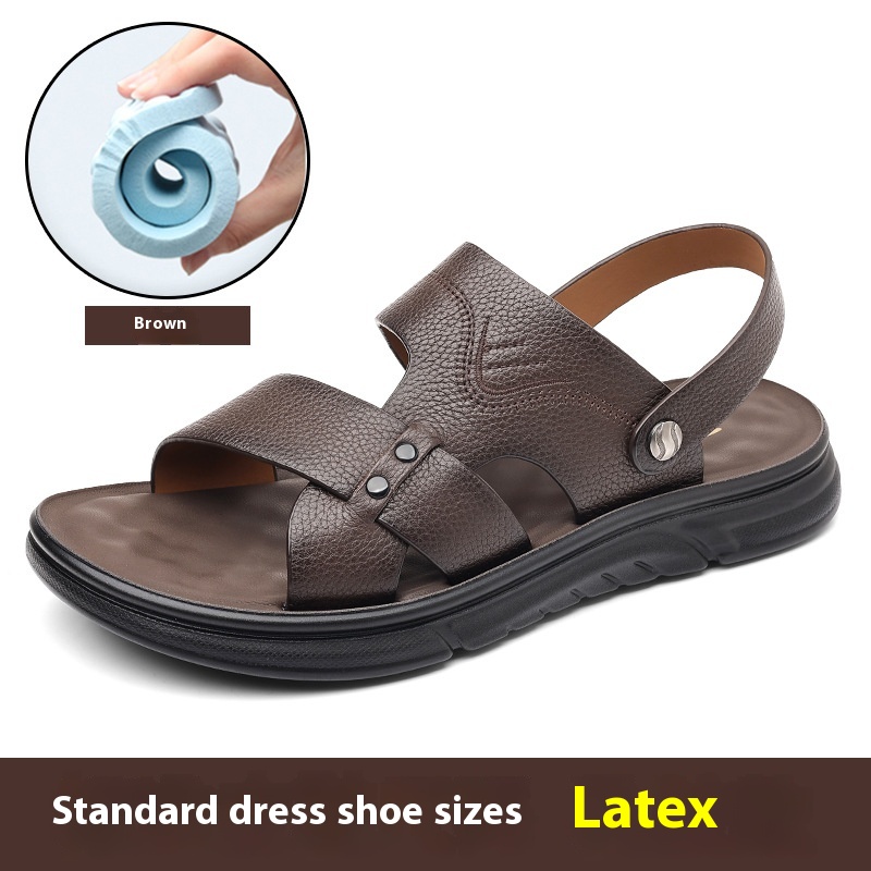 Men's Breathable Genuine Leather Beach Shoes Casual Soft Bottom Middle-aged And Elderly foto 3
