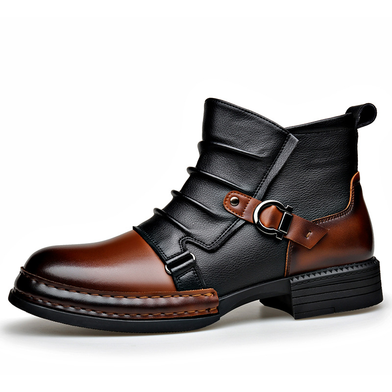 Mens British-style Retro Fleece-Lined Thermal Boots With Side Zipper foto 2