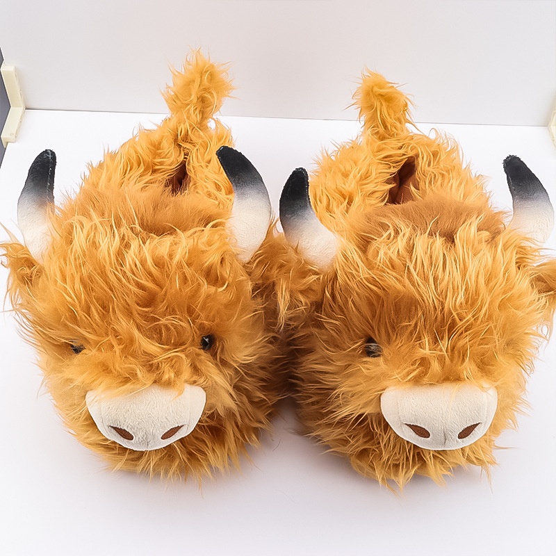 Simulated Scottish Yak Plush Slippers Cartoon Animal