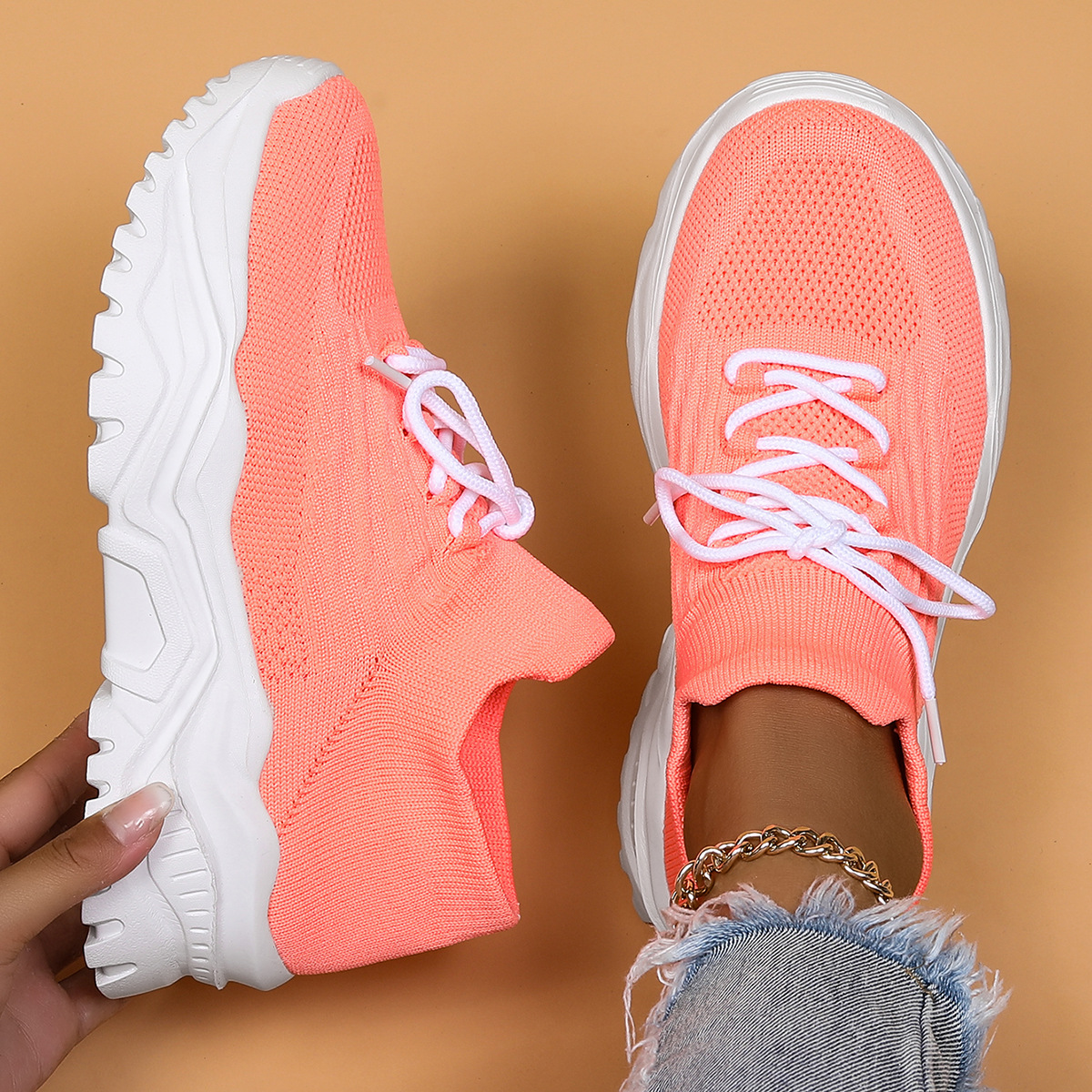 Plus Size Sports Women's Shoes Breathable Flying Woven Lazy Shoes foto 5