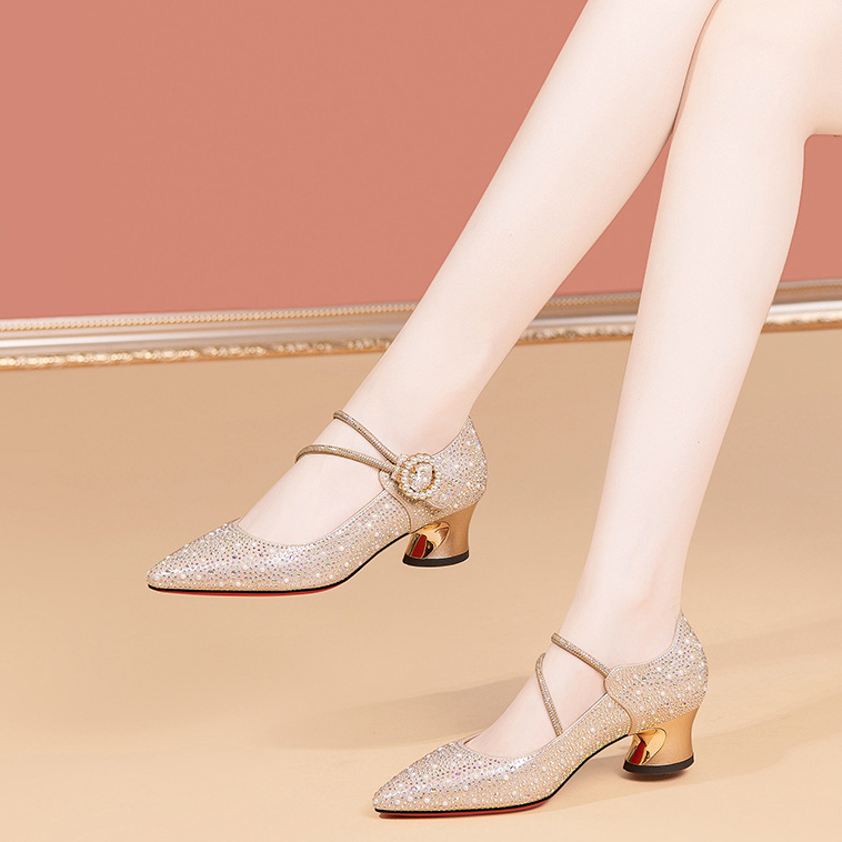 New Rhinestone-embellished Chunky-heel Pumps For Women foto 3