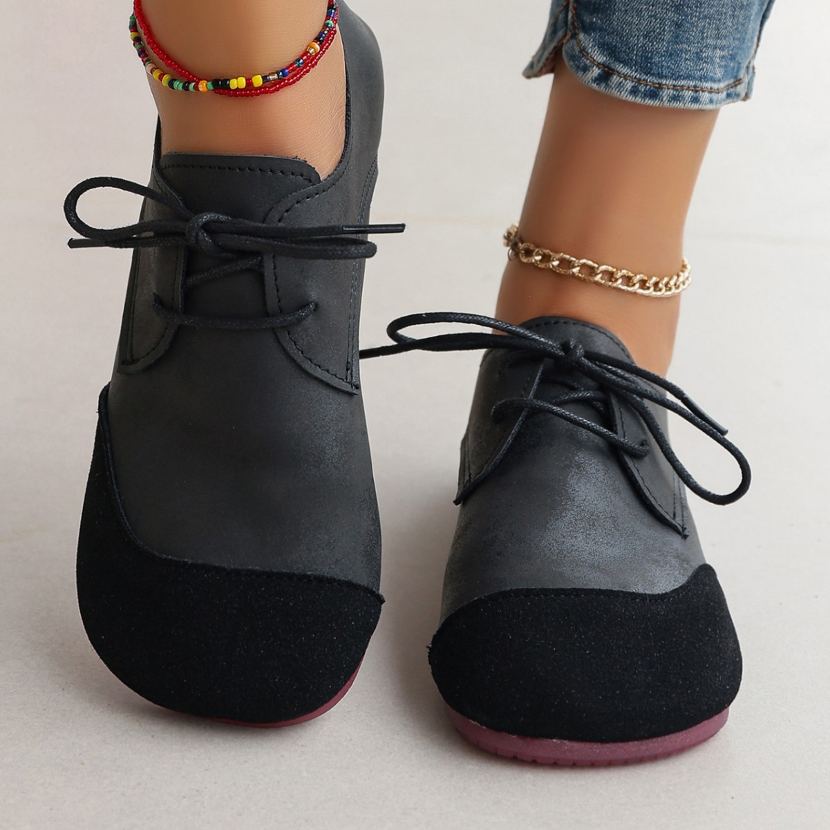 Flat Retro Soft Leather Western Style Slip-on Loafers Small Leather Shoes foto 2