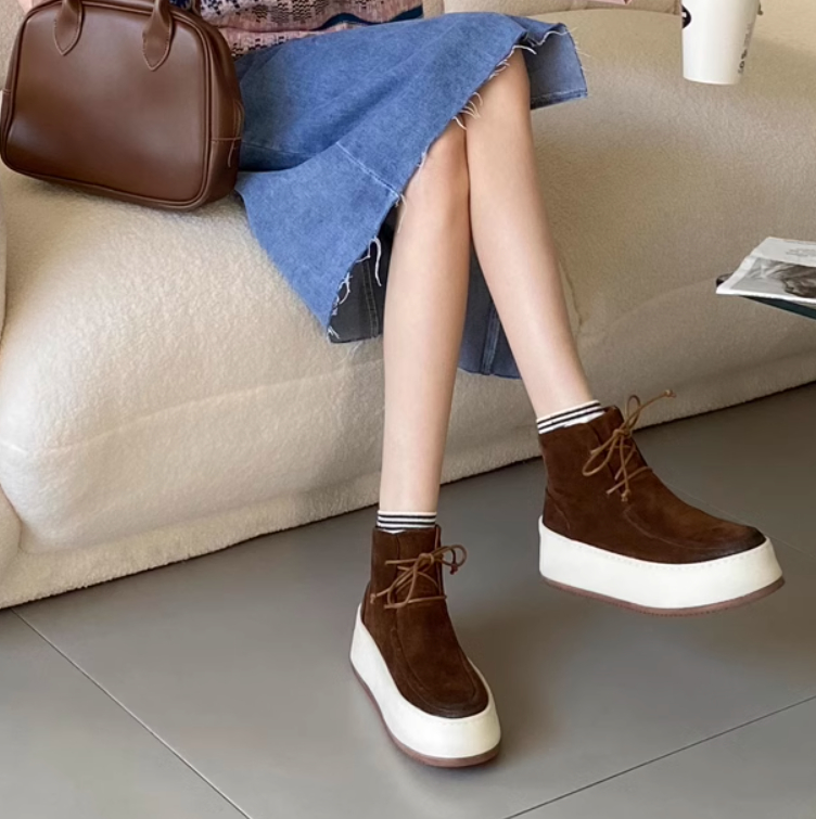 Thick Bottom Lace-up Autumn And Winter Ankle Boots Fashion foto 4