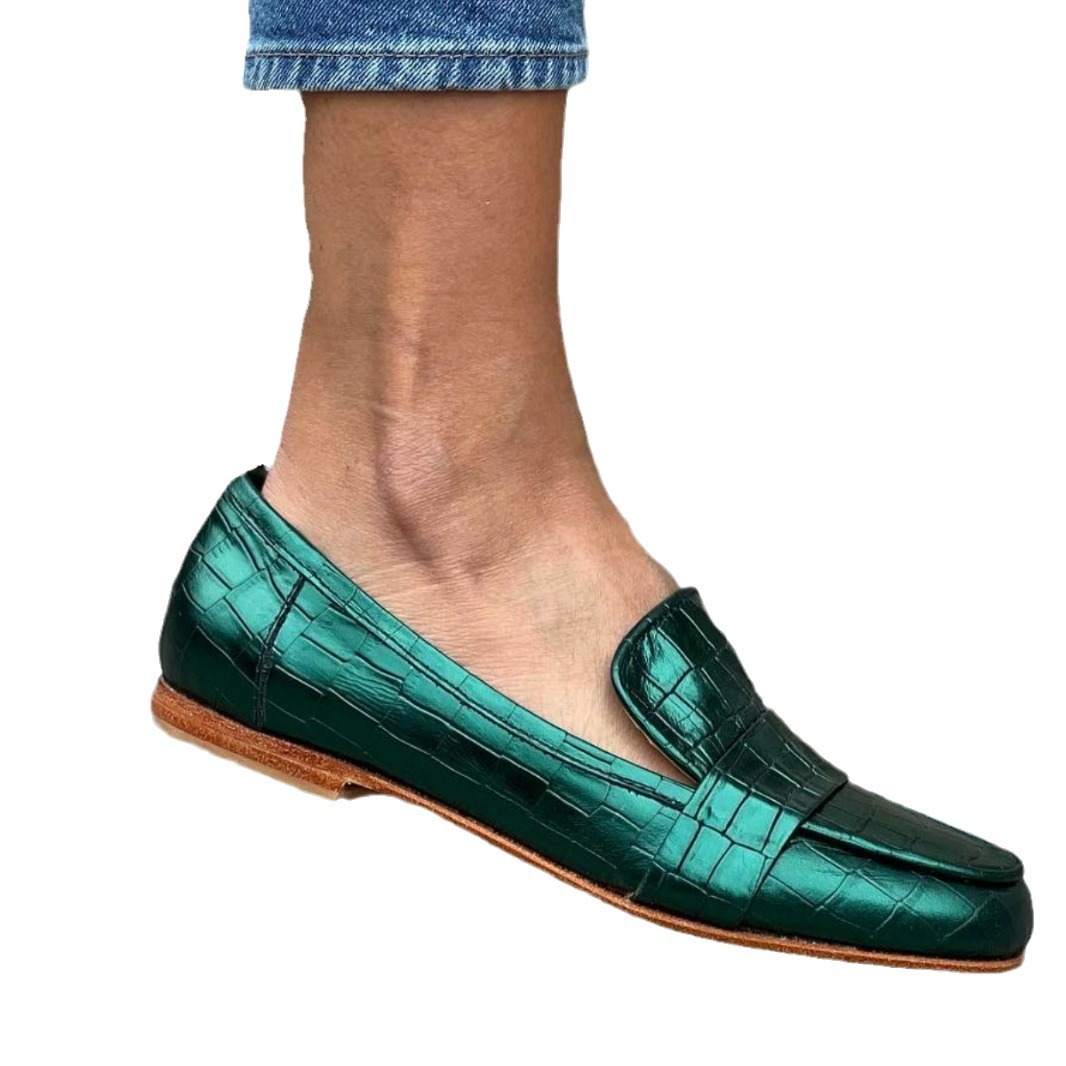 Stone Pattern Flat Tassel Round Toe Loafers foto 5