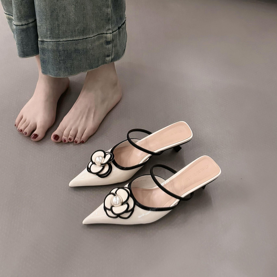 Chanel-style High-heeled French Closed-toe Mules foto 4