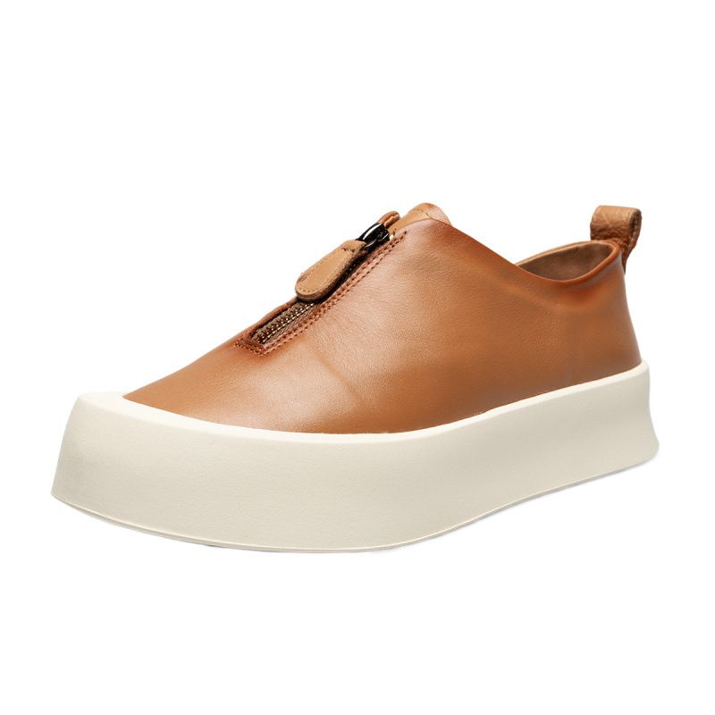 Men's Retro Distressed Leather Platform All-match Casual Sneakers foto 3