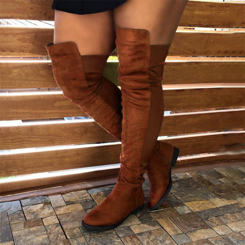 Stylish Round-toe Knee-high Womens Boots With A Unique Patchwork Design foto 3