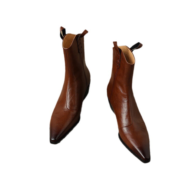 Autumn And Winter New Short Boots Women Pointed Toe Handsome British Style Martin Boots Solid Color foto 4