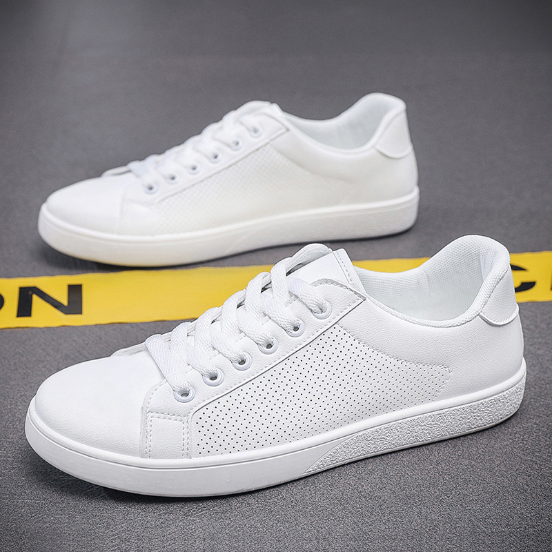 Breathable White Shoes Men's Casual Leather Shoes