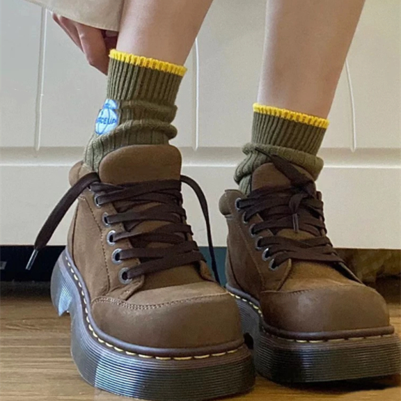 American Retro Brown Matte Leather Thick-soled Dr. Martens Boots foto 4