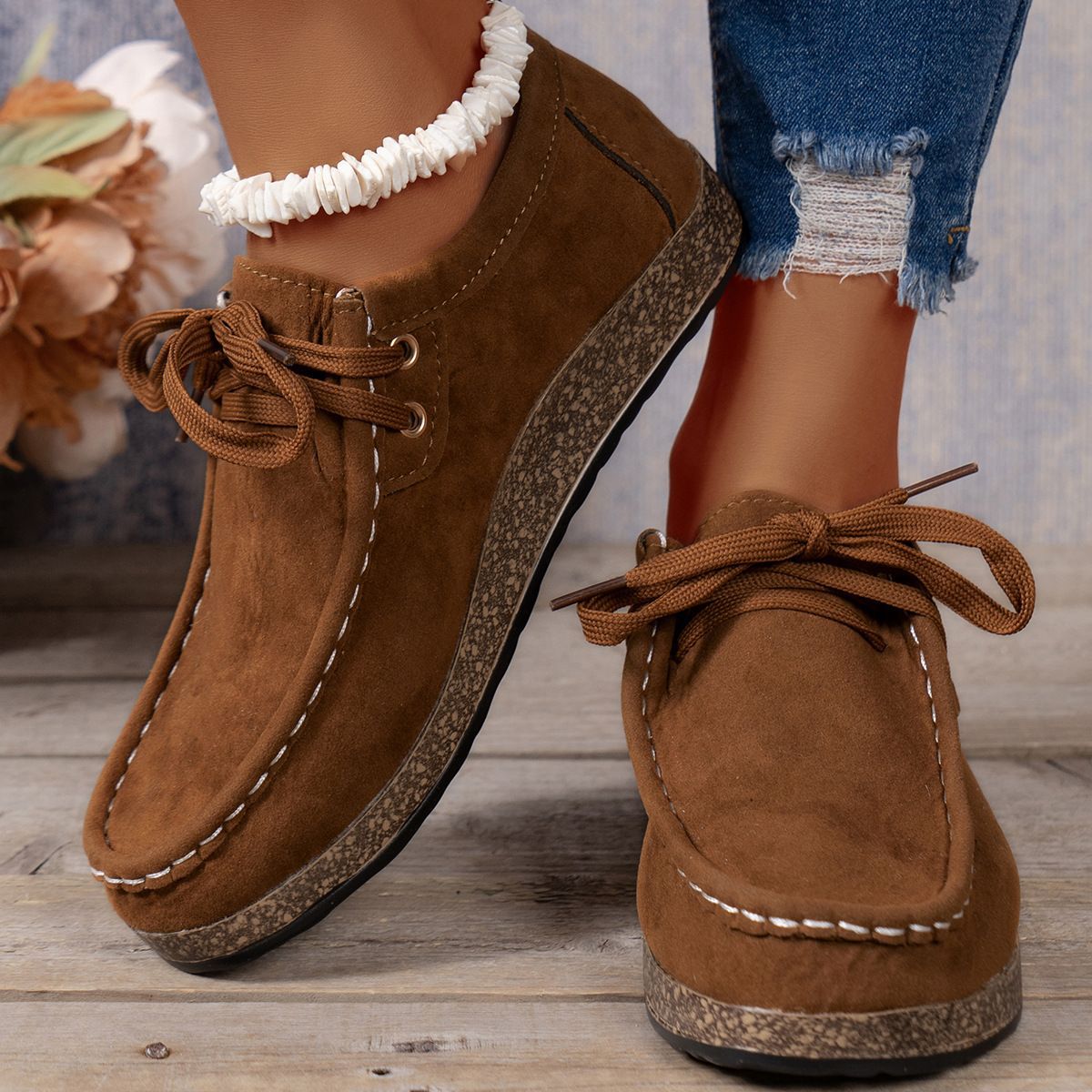 Plus Size Women's Shoes Flat Elastic Band Slip-on Casual Shoes foto 4