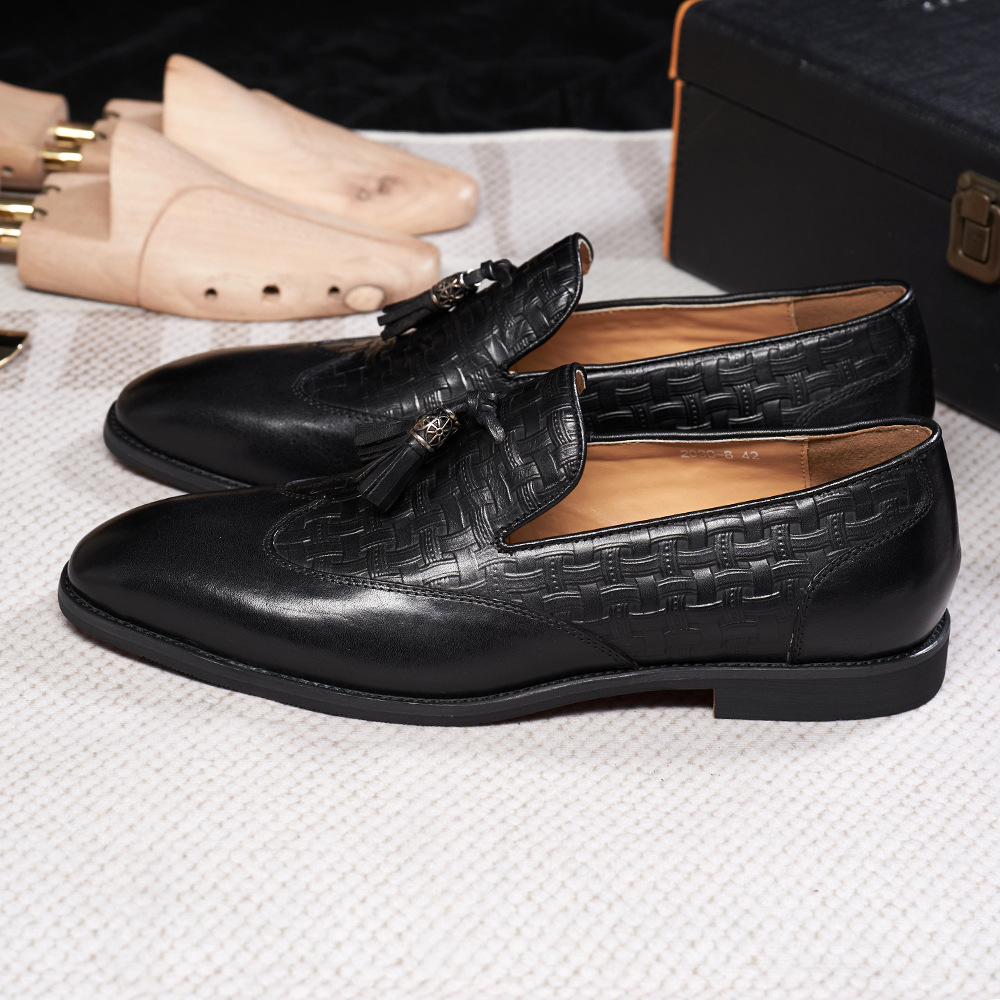 Men's Tassel Business Casual Leather Shoes Handmade Wedding Banquet foto 3